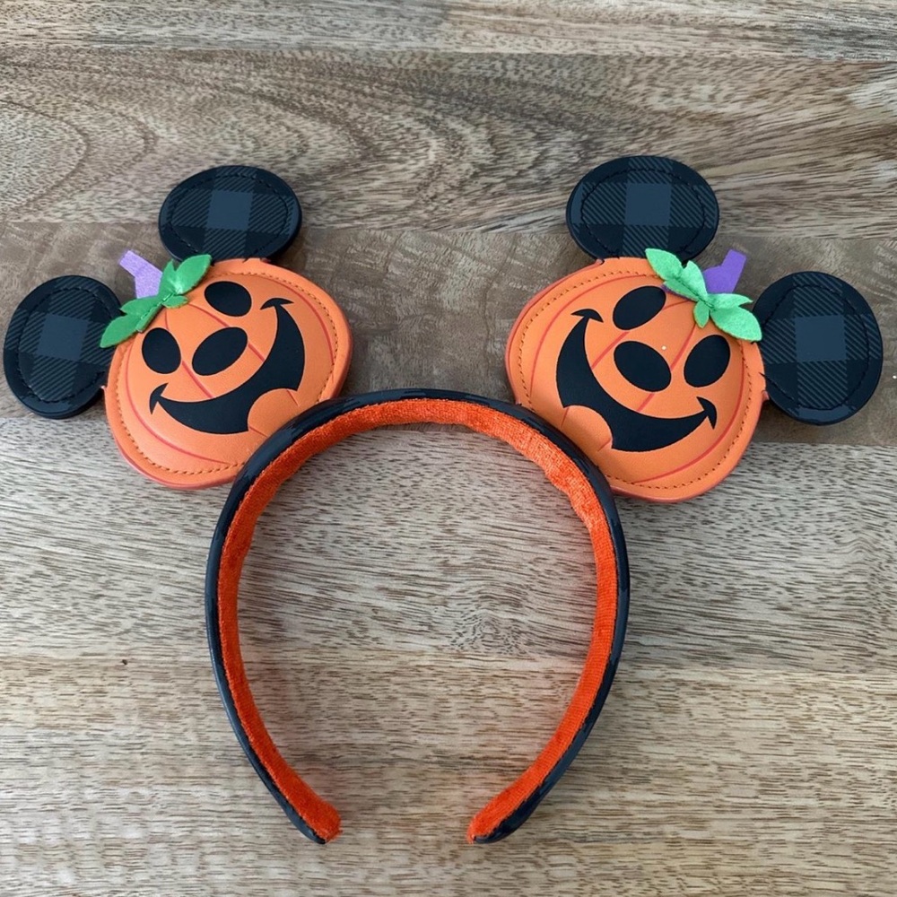 Disney Halloween Mickey Mouse Jack-o'-Lantern Pumpkin Ears Headband